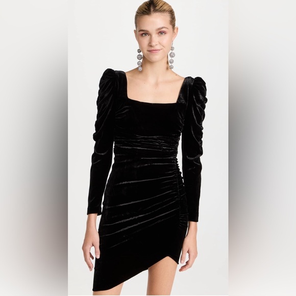 NWT Veronica Beard Toki Ruched Crushed Velvet Mini Black Dress Holiday Witchy - Picture 5 of 16